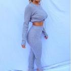 Set: Drawstring Cropped Pullover + Skinny Pants