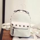 Faux-leather Studded Woven Backpack