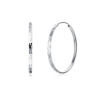 925 Sterling Silver Simple Fashion Circle Earrings Silver - One Size
