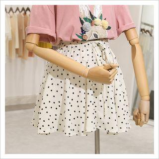 Drawstring Chiffon Skort