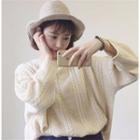 Side Slit Cable-knit Sweater