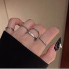 Set Of 5: Alloy Ring (various Designs) Silver - One Size