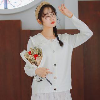 Ruffle Trim Peter Pan Collar Cardigan