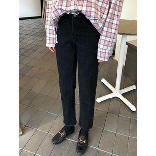 Row-hem Washed Slim-fit Jeans