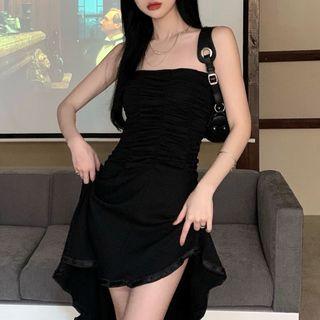 Off-shoulder Asymmetrical Tube Dress Black - One Size