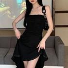Off-shoulder Asymmetrical Tube Dress Black - One Size