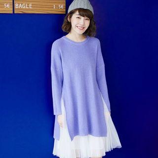 Mesh-panel Sweater Dress