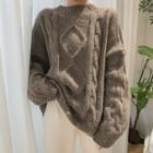 Cable Knit Oversized Sweater Gray - One Size