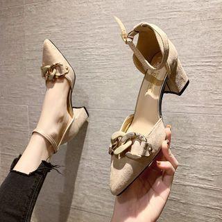 Block-heel Chained Dorsay Sandals