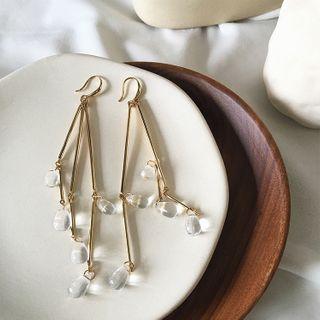 Non-matching Faux Crystal Fringed Earring 1 Pair - Gold - One Size