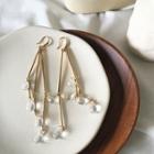 Non-matching Faux Crystal Fringed Earring 1 Pair - Gold - One Size