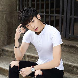 Short-sleeve Patterned Collar Polo Shirt