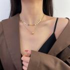 Disc Pendant Layered Choker H0652 - 1 Pc - Gold - One Size