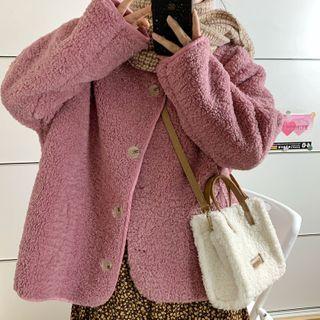 Fleece Jacket / Floral Print Midi A-line Dress