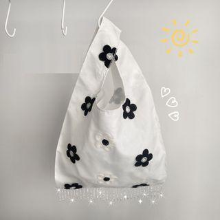 Floral Embroidered Tote Bag Tote Bag - White - One Size