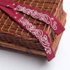 Cloud Embroidered Sash / Hair Tie Wine Red - One Size
