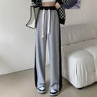 Drawstring Two-tone Wide-leg Pants