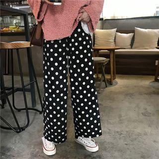 Polka Dot Wide Leg Pants Black - One Size