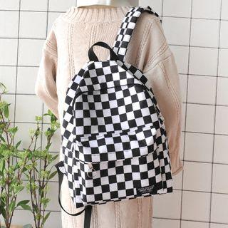 Canvas Checker Backpack Checker - Black & White - One Size