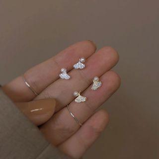 Leaf Faux Pearl Sterling Silver Earring