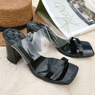 Transparent-strap High-heel Mules
