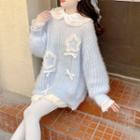 Lace Trim Bow Sweater