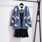 Sheep Cardigan / Collared A-line Dress / Set