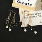 Faux Pearl Star Drop Earrings/ Clip-on Earrings