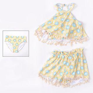 Set: Flower Print Bikini + Shorts