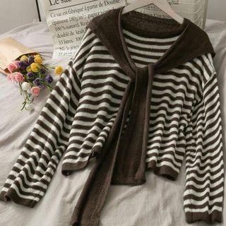 Set: Striped Knit Top + Shawl
