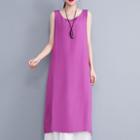 Sleeveless Maxi Color Block Layered Dress