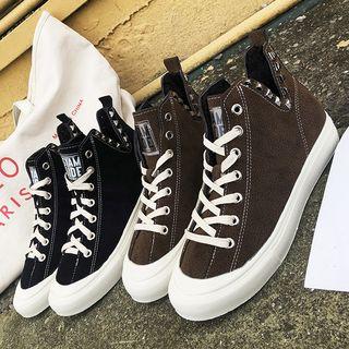 Studded Lace-up High-top Sneakers