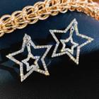 Rhinestone Star Dangle Earring 1 Pair - Silver Needle - Star - One Size