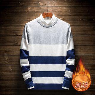 Fleece-lined Colour Block Long-sleeve Top
