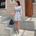 Button-trim Letter Print T-shirt Dress