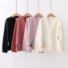 Lace-up V-neck Knit Sweater