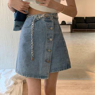 Denim Asymmetrical Mini Skirt