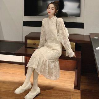 Lace Midi Dress Almond - One Size