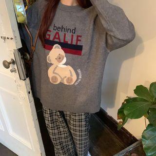 Bear Print Knit Sweater
