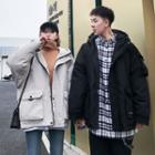 Couple Matching Hooded Padded Buttoned Jacket