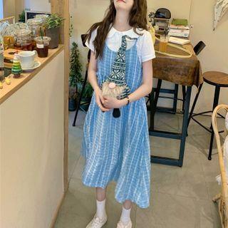 Peter Pan Blouse / Spaghetti Strap Dotted Dress