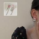 Chain Drop Earring 1 Pair - Silver & Pink - One Size