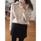 Collar-detail Cable-knit Top
