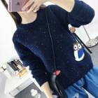 Owl Applique Dotted Sweater
