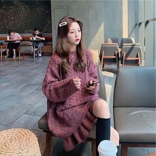 Oversize Cable-knit Sweater / Knit Skirt / Set