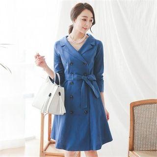Double-breasted Coatdress With Sash