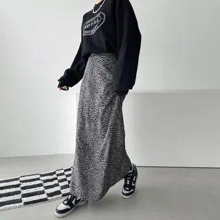 Leopard Flared Maxi Skirt
