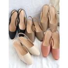 Square-toe Low-heel Slingback Mules