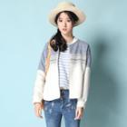 Color-block Lace-panel Zip Jacket