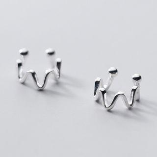 925 Sterling Silver Wavy Cuff Earring Silver - One Size